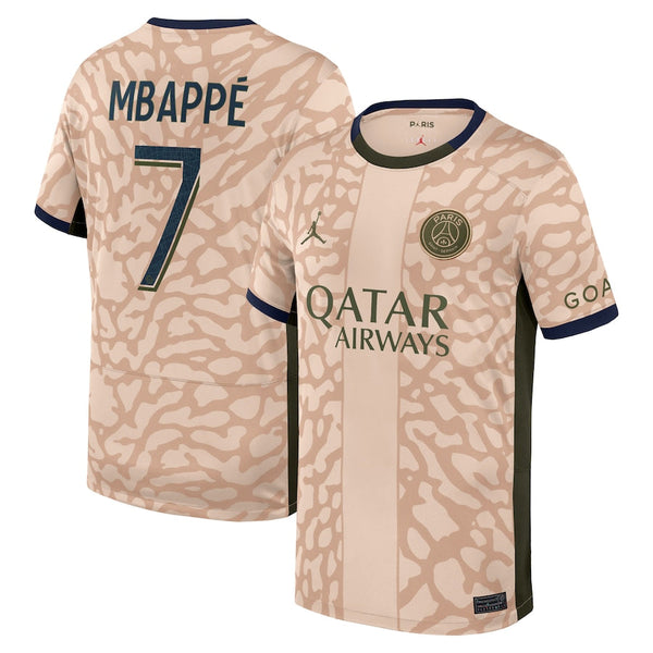 Kylian Mbappe Paris Saint-Germain  Brand  2023/24 Fourth Stadium  Player Jersey – Tan