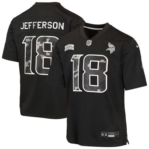 Justin Jefferson Minnesota Vikings Soccer Intl Youth 2026 Salute to Service Game Jersey - Black