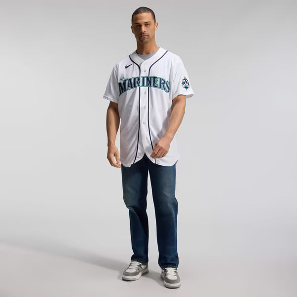 Seattle Mariners Soccer Intl 50th Anniversary Patch Home Authentic Jersey - White