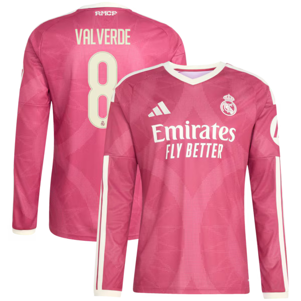 Federico Valverde Real Madrid Soccer Intl 2026/27 Third Replica Long Sleeve Jersey - Pink