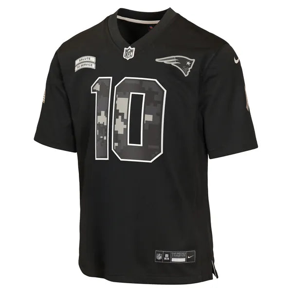 Drake Maye New England Patriots Soccer Intl Youth 2026 Salute to Service Game Jersey - Black