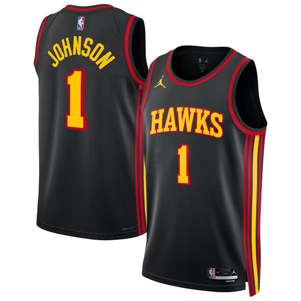 Jalen Johnson Atlanta Hawks Soccer Intl Brand Unisex Swingman Jersey - Statement Edition - Black