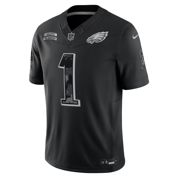 Jalen Hurts Philadelphia Eagles Soccer Intl 2026 Salute to Service Stitched Limited Jersey - Black