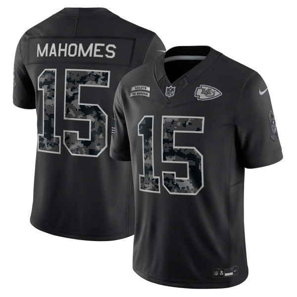Patrick Mahomes Kansas City Chiefs Soccer Intl 2026 Salute to Service Stitched Limited Jersey - Black