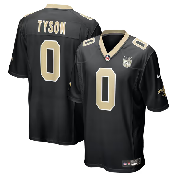 Jordyn Tyson New Orleans Saints Soccer Intl 60th Season Patch Game Jersey - Black