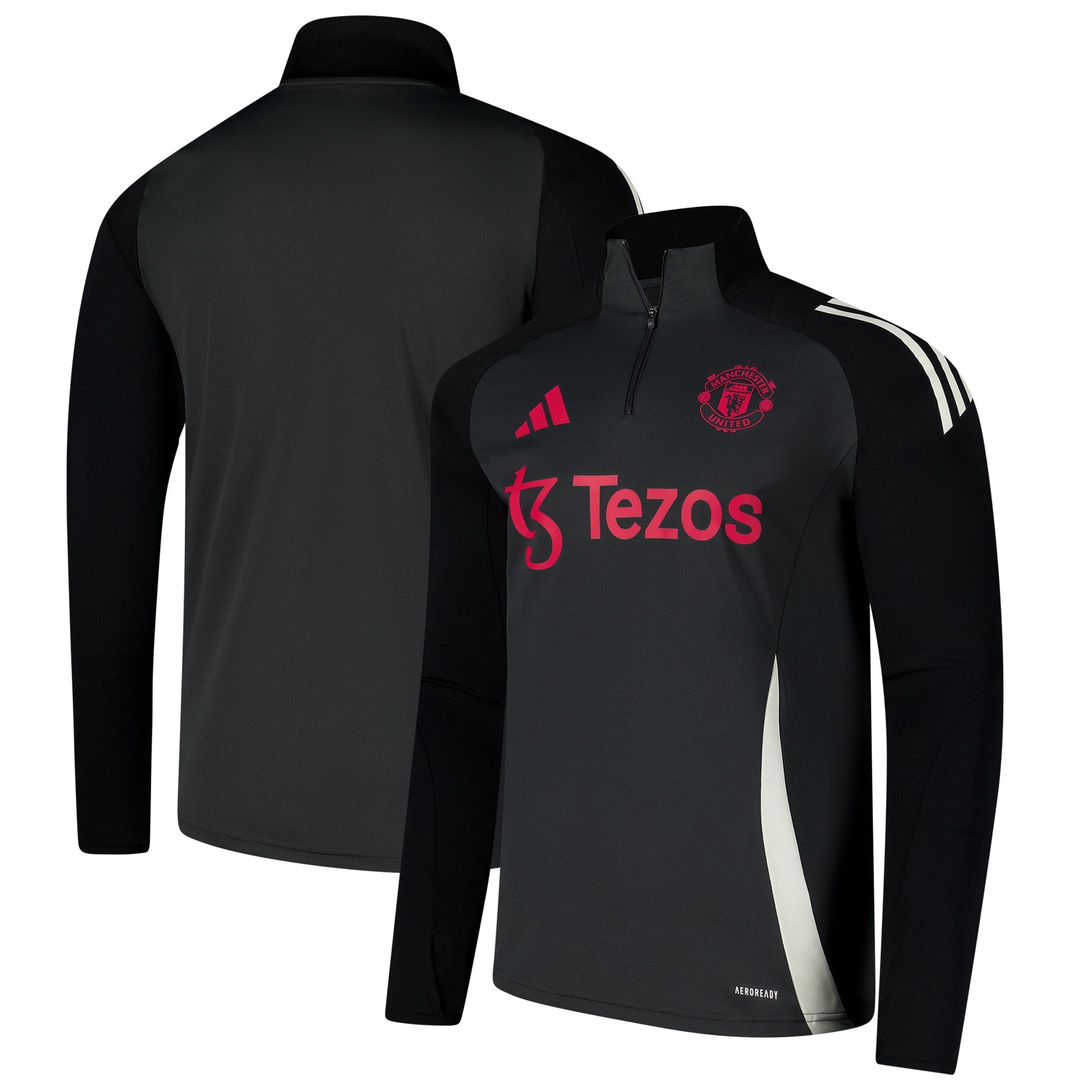 Manchester United 2024/25 AEROREADY Raglan Quarter-Zip Training Top - Charcoal