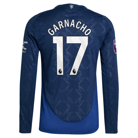 Alejandro Garnacho Manchester United 2024/25 Away Long Sleeve Player Shirt - Navy