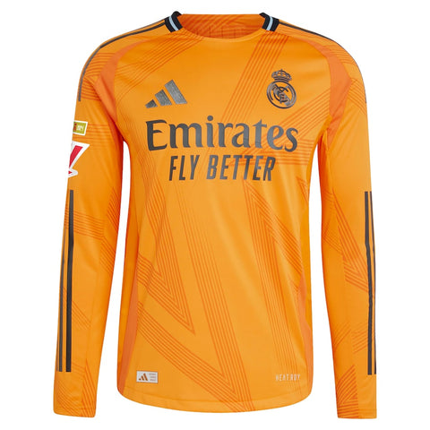 Kylian Mbappé Real Madrid 2024/25 Away Long Sleeve Player Shirt - Orange