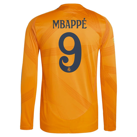 Kylian Mbappé Real Madrid 2024/25 Away Long Sleeve Player Shirt - Orange