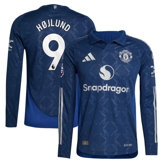 Rasmus Højlund Manchester United 2024/25 Away Long Sleeve Player Shirt - Navy