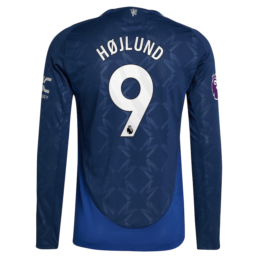 Rasmus Højlund Manchester United 2024/25 Away Long Sleeve Player Shirt - Navy