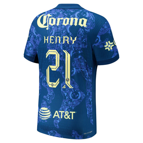 Henry Martin Club America 2024/25 Away Player Shirt - Blue