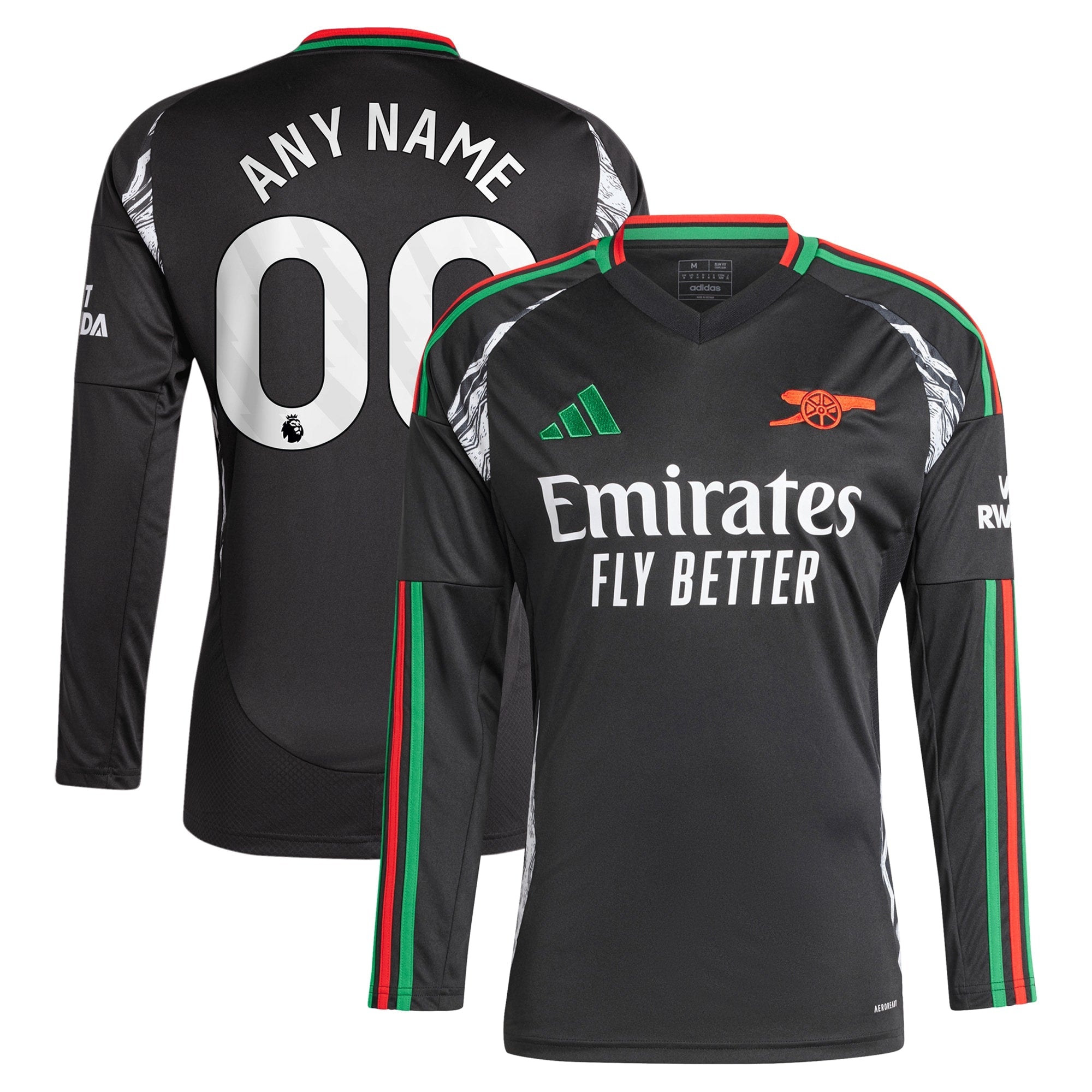 Arsenal 2024/25 Away Long Sleeve Custom Shirt - Black