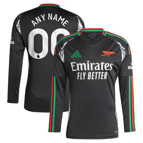Arsenal 2024/25 Away Long Sleeve Custom Shirt - Black