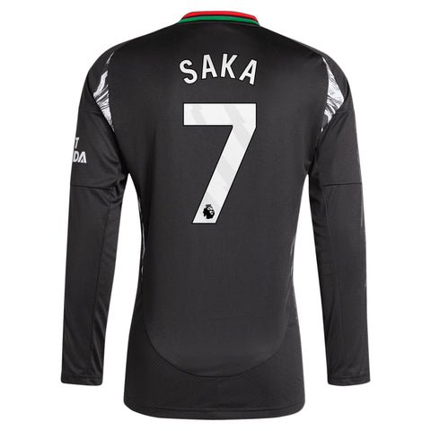 Bukayo Saka Arsenal 2024/25 Away Long Sleeve Player Shirt - Black