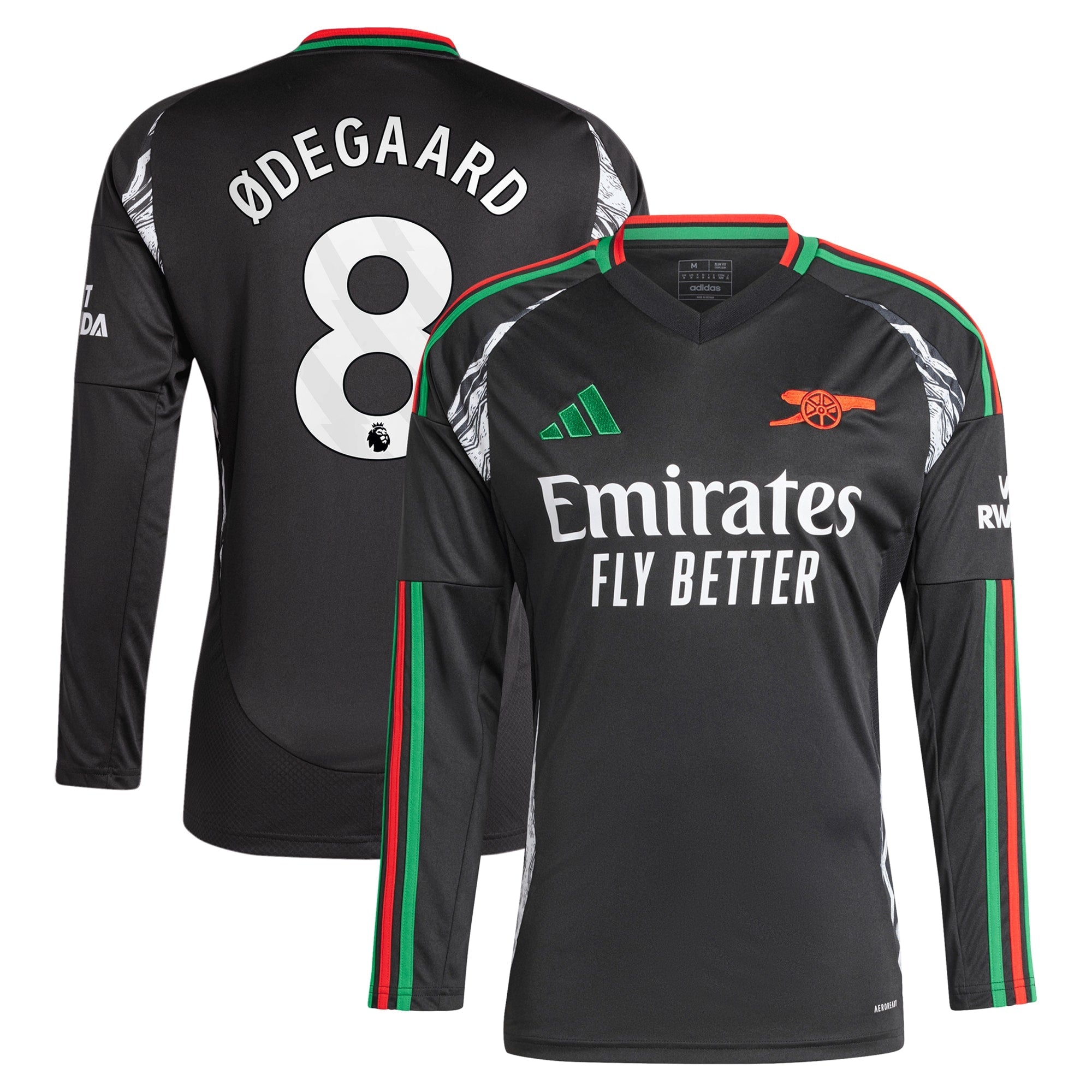 Martin Odegaard Arsenal 2024/25 Away Long Sleeve Player Shirt - Black