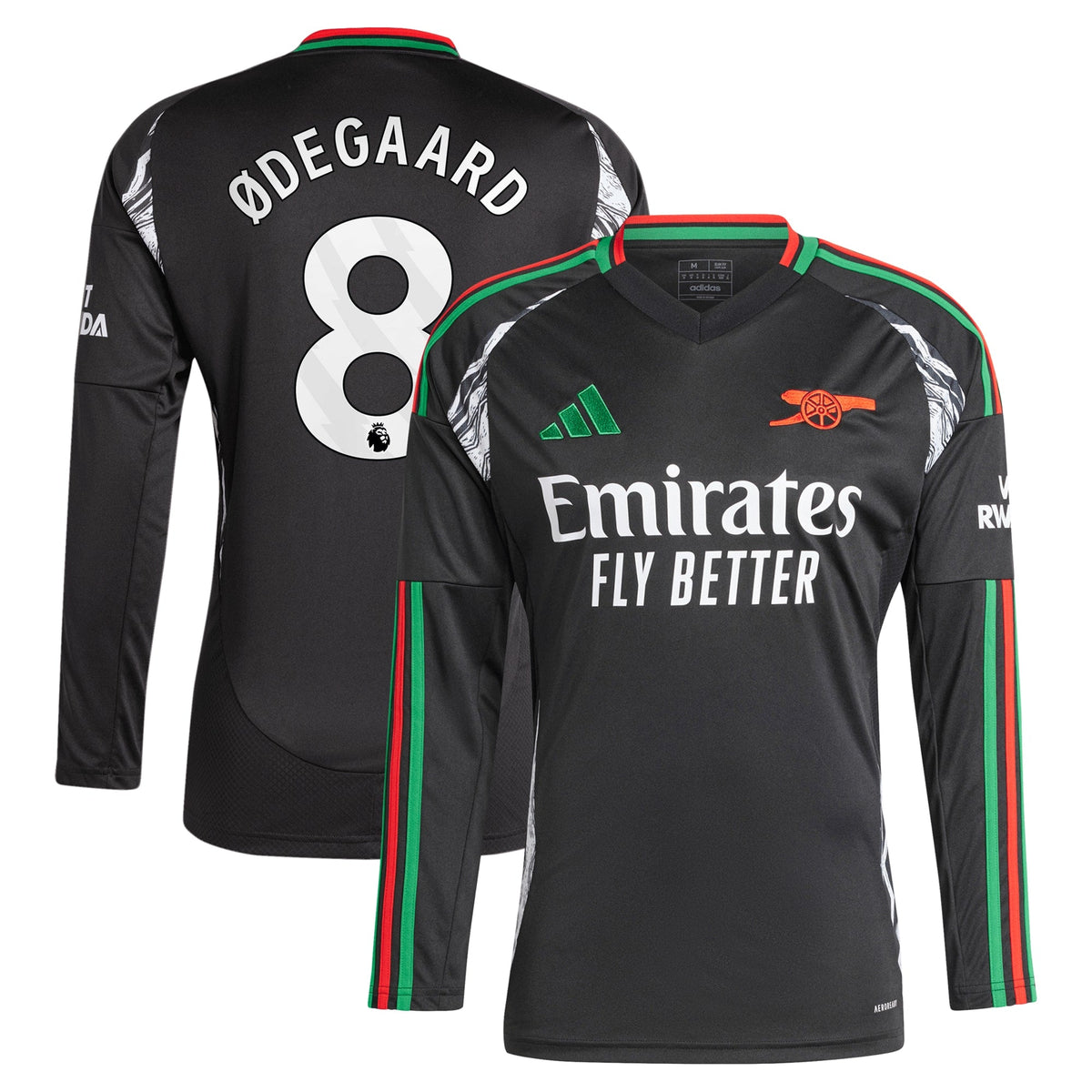Martin Odegaard Arsenal 2024/25 Away Long Sleeve Player Shirt - Black