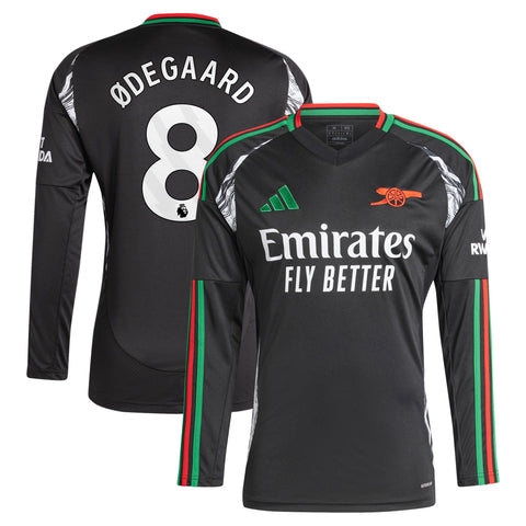 Martin Odegaard Arsenal 2024/25 Away Long Sleeve Player Shirt - Black