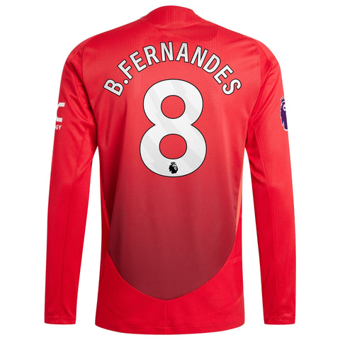 Bruno Fernandes Manchester United 2024/25 Home Long Sleeve Player Shirt - Red