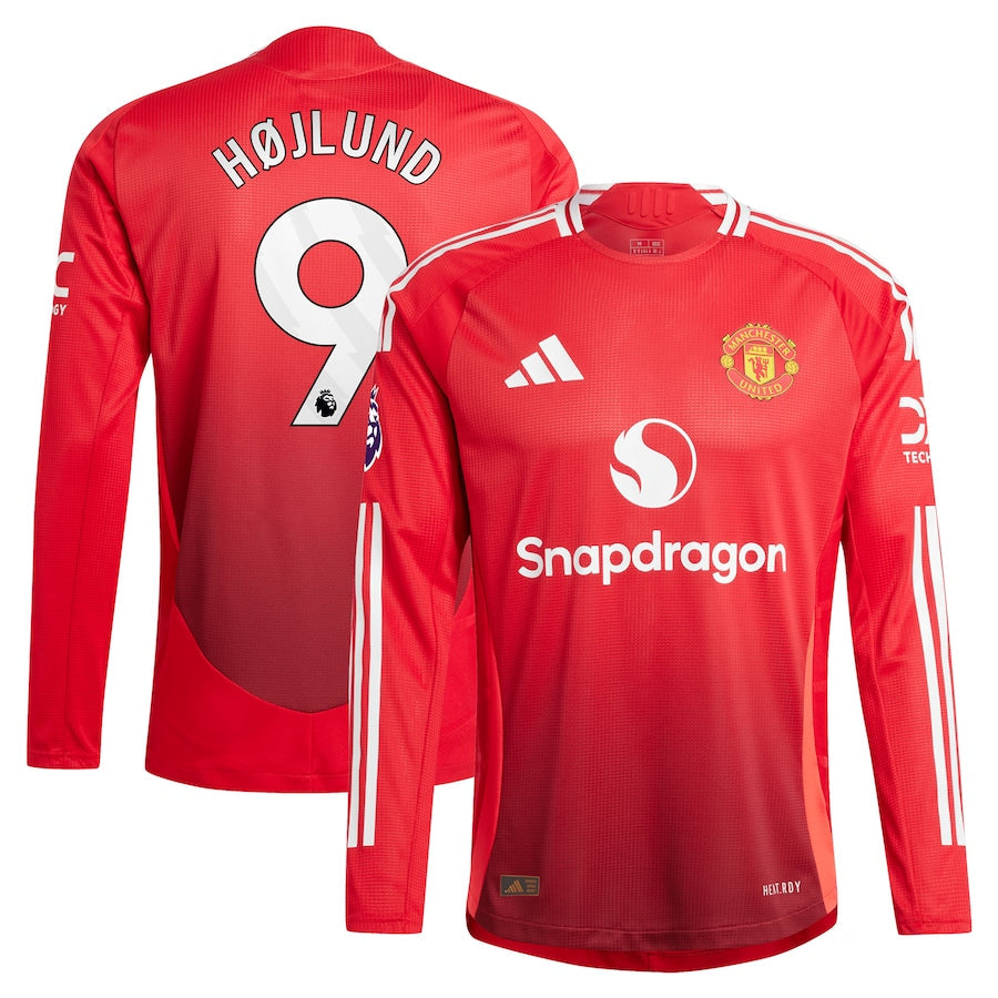 Rasmus Højlund Manchester United 2024/25 Home Long Sleeve Player Shirt - Red