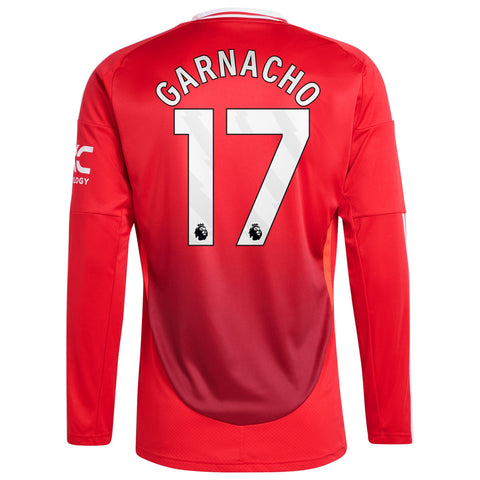 Alejandro Garnacho Manchester United 2024/25 Home Long Sleeve Player Shirt - Red