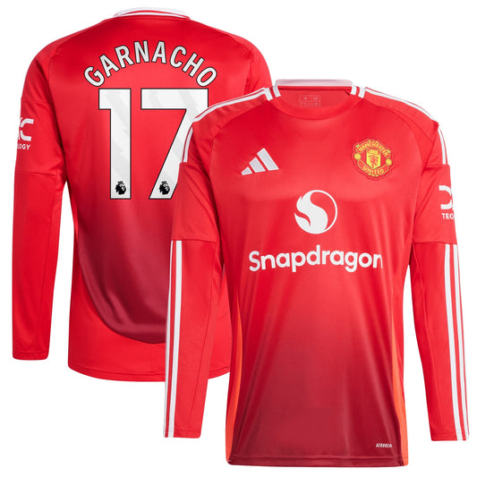 Alejandro Garnacho Manchester United 2024/25 Home Long Sleeve Player Shirt - Red