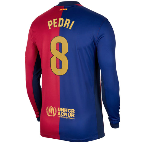 Pedri Barcelona 2024/25 Home Long Sleeve Player Shirt - Royal