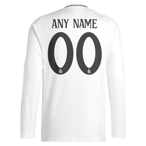 Real Madrid 2024/25 Home Custom Long Sleeve Shirt - White