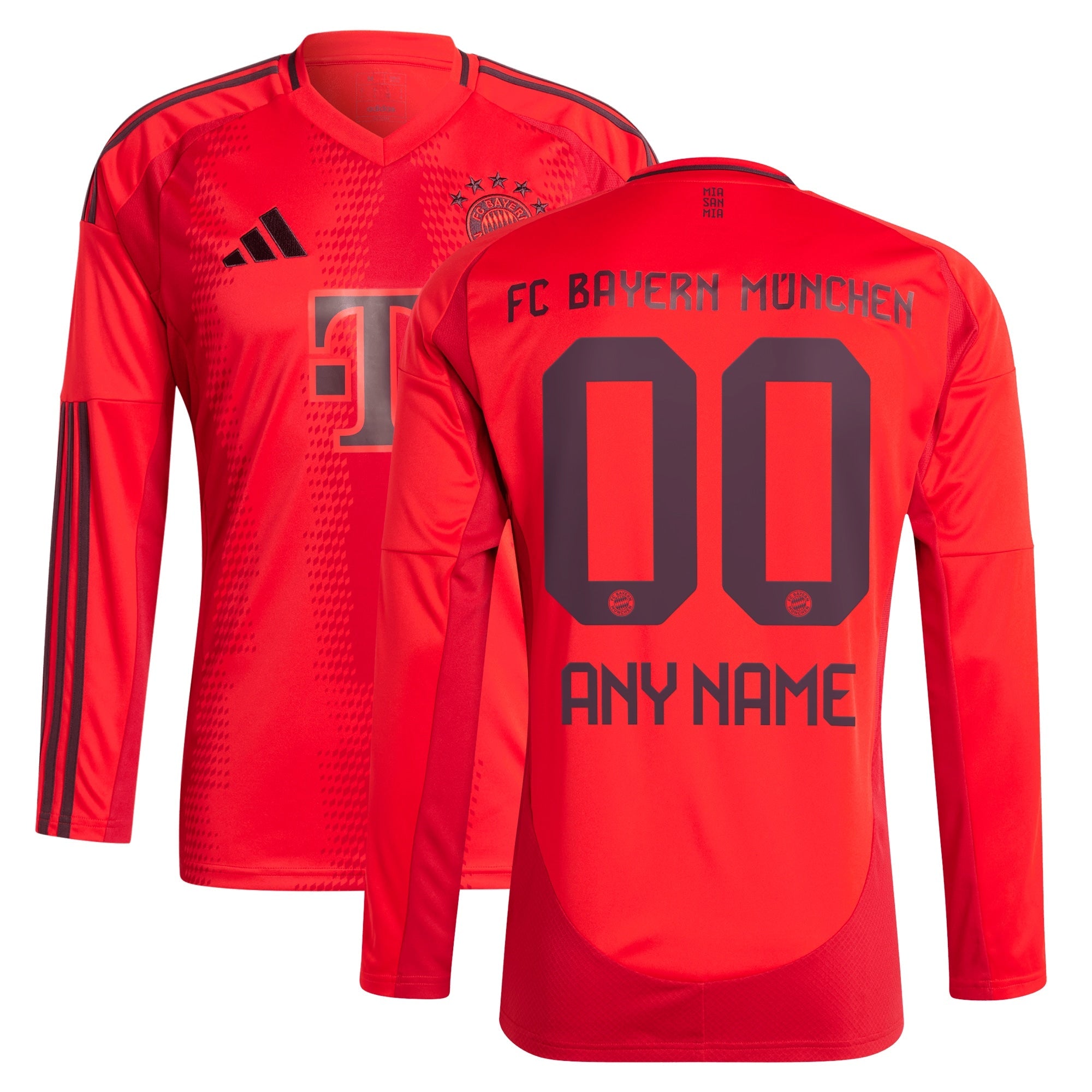 Selected slide 1 of 3Display slide 2 of 3Display slide 3 of 3 Bayern Munich 2024/25 Home Long Sleeve Custom Shirt - Red