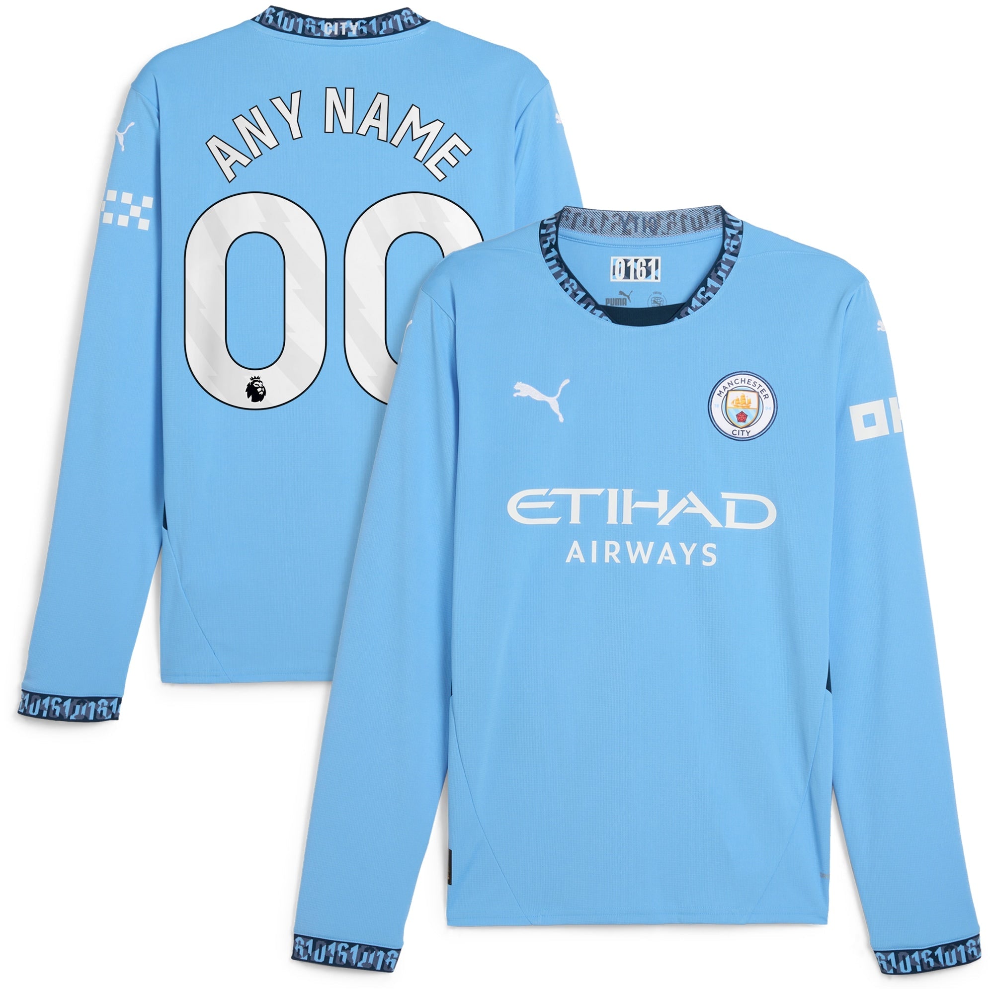 Manchester City 2024/25 Home Long Sleeve Custom Shirt - Light Blue
