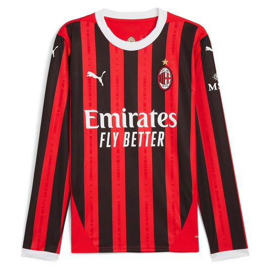 Christian Pulisic AC Milan 2024/25 Home Long Sleeve Player Shirt - Red