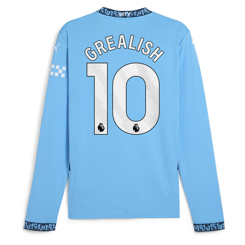 Jack Grealish Manchester City 2024/25 Home Long Sleeve Player Shirt - Light Blue