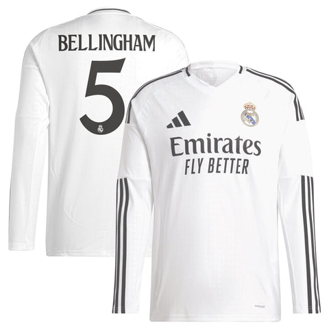 Jude Bellingham Real Madrid 2024/25 Home Long Sleeve Player Shirt - White