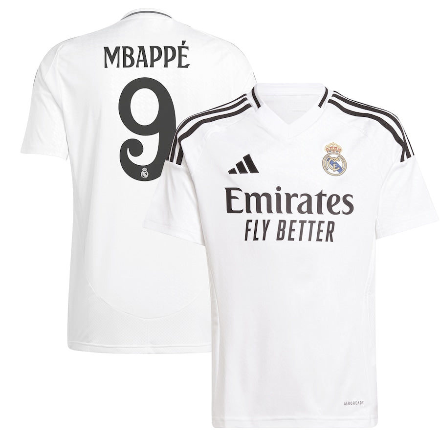 Kylian Mbappé Real Madrid Youth 2024/25 Home Player Shirt - White