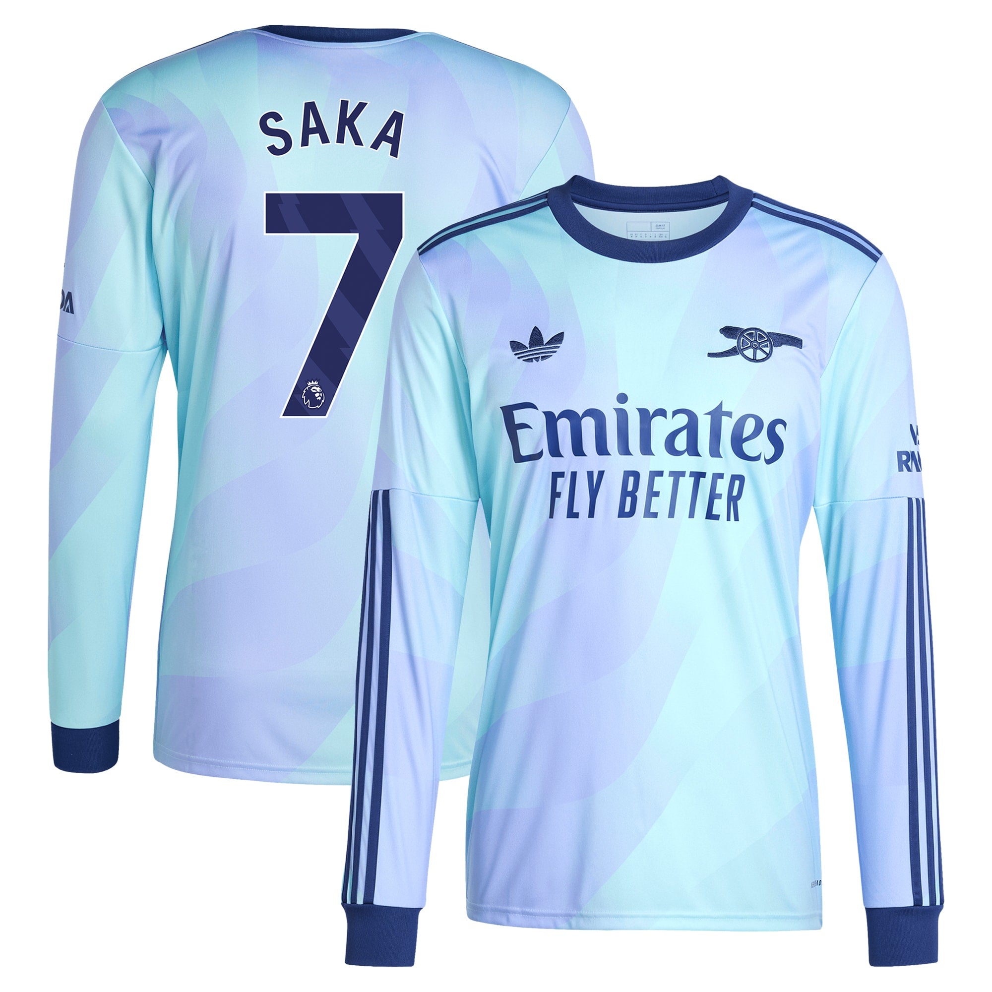 Bukayo Saka Arsenal Originals 2024/25 Third Long Sleeve Player Shirt - Aqua