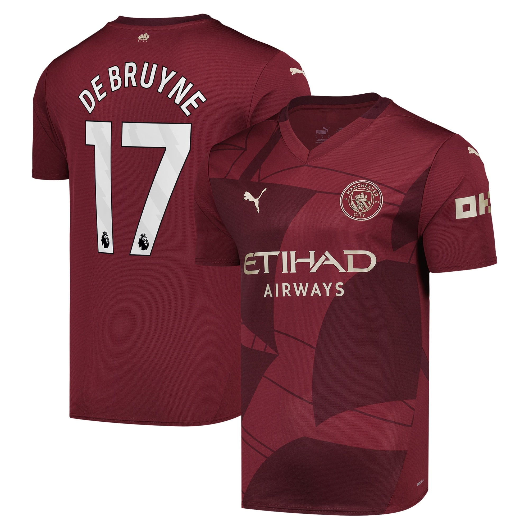 Kevin De Bruyne Manchester City 2024/25 Third Player Shirt - Burgundy