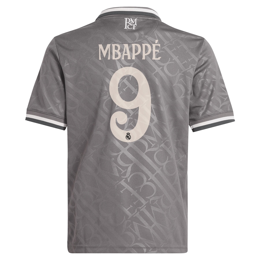 Kylian Mbappé Real Madrid Originals Youth 2024/25 Third Player Shirt - Charcoal
