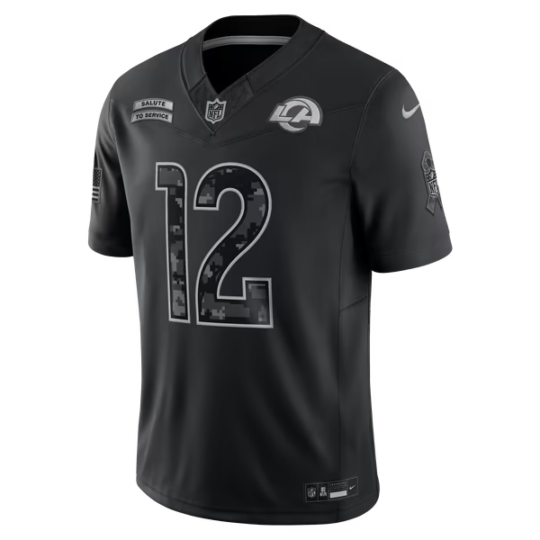 Puka Nacua Los Angeles Rams Soccer Intl 2026 Salute to Service Stitched Limited Jersey - Black