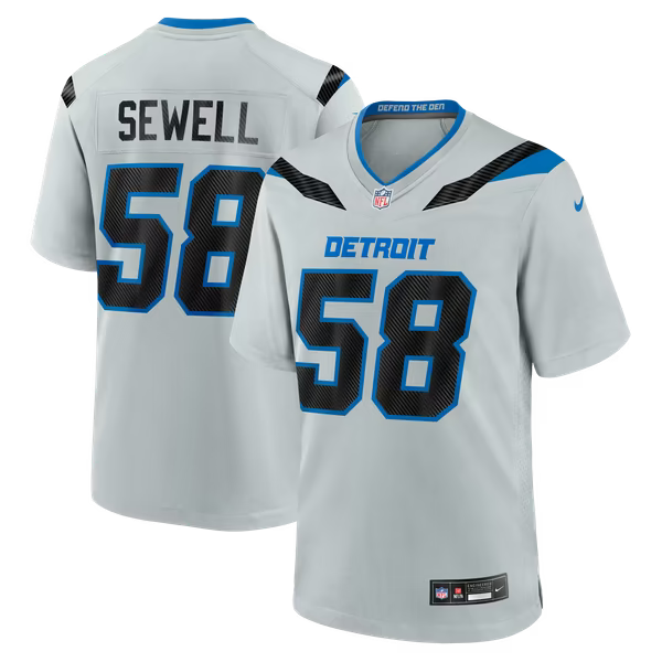 Penei Sewell Detroit Lions Soccer Intl 2026 Rivalries Collection Game Jersey - Silver