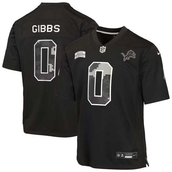 Jahmyr Gibbs Detroit Lions Soccer Intl Youth 2026 Salute to Service Game Jersey - Black