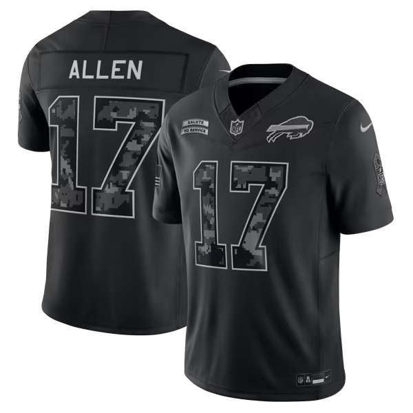 Josh Allen Buffalo Bills Soccer Intl 2026 Salute to Service Stitched Limited Jersey - Black