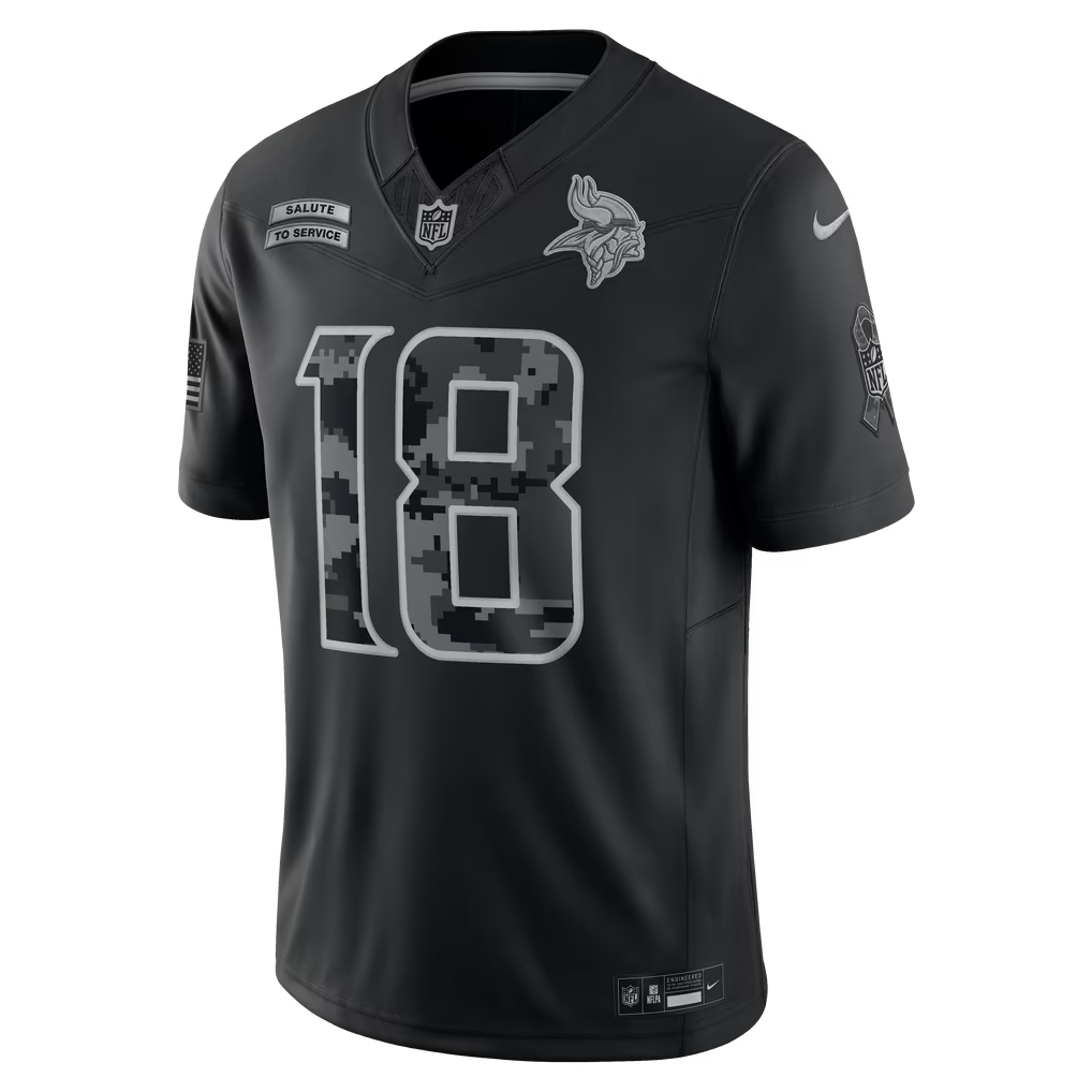 Justin Jefferson Minnesota Vikings Soccer Intl 2026 Salute to Service Stitched Limited Jersey - Black