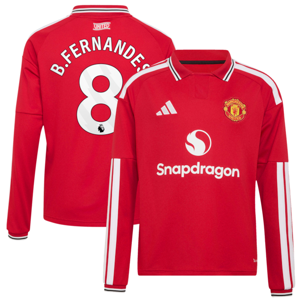 Soccer Intl Bruno Fernandes Manchester United 2026/27 Home Replica Long Sleeve Jersey Red