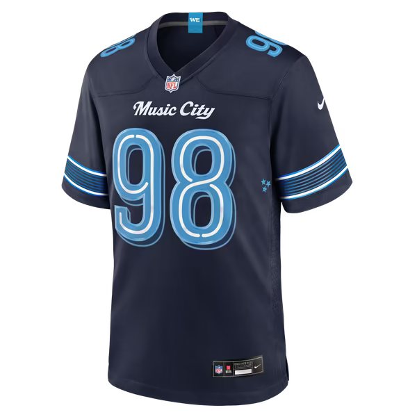 Jeffery Simmons Tennessee Titans Soccer Intl 2026 Rivalries Collection Game Jersey - Navy