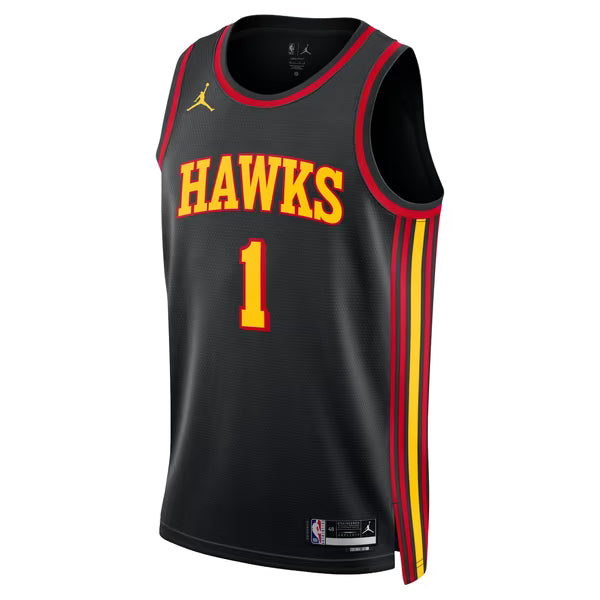 Jalen Johnson Atlanta Hawks Soccer Intl Brand Unisex Swingman Jersey - Statement Edition - Black