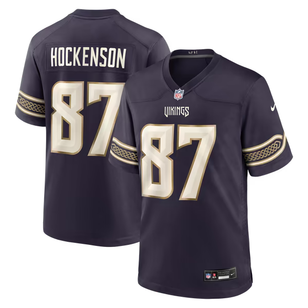 T.J. Hockenson Minnesota Vikings Soccer Intl 2026 Rivalries Collection Game Jersey - Purple