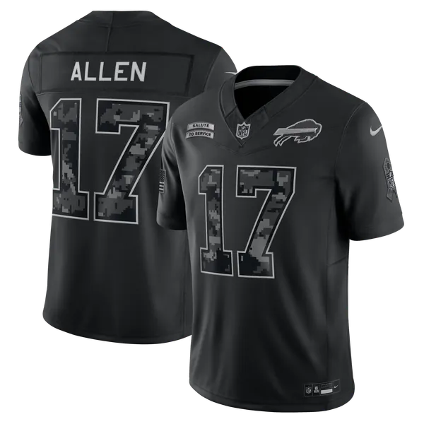 Josh Allen Buffalo Bills Soccer Intl 2026 Salute to Service Stitched Limited Jersey - Black