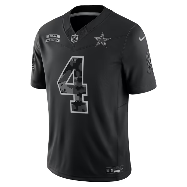 Dak Prescott Dallas Cowboys Soccer Intl 2026 Salute to Service Stitched Limited Jersey - Black
