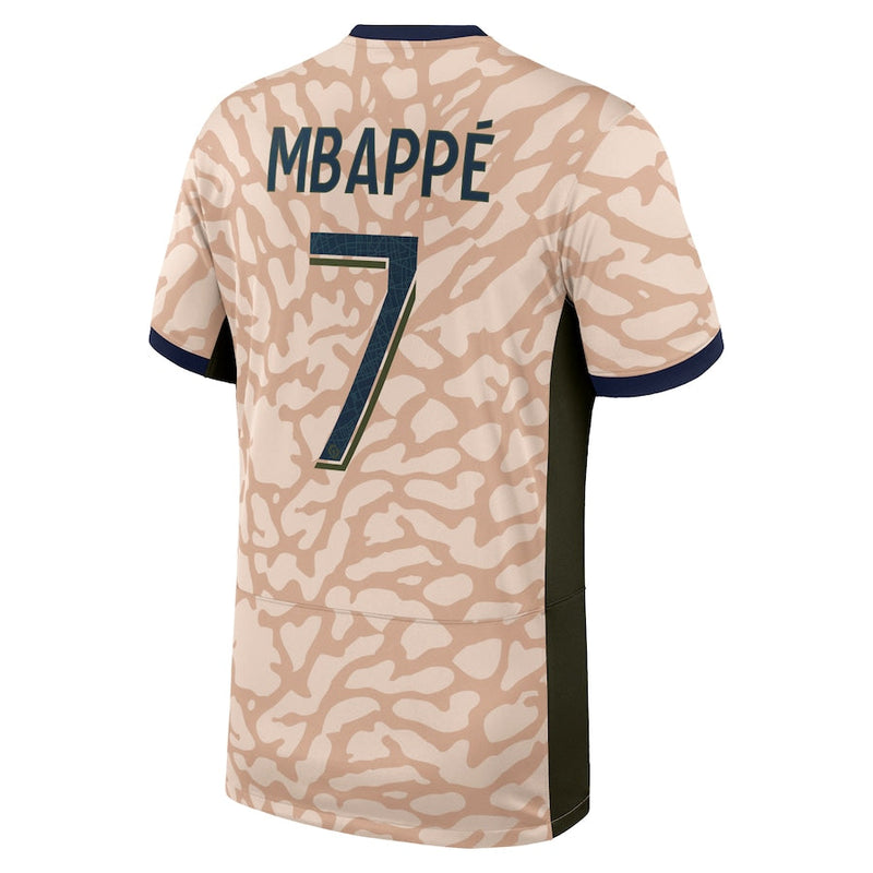 Kylian Mbappe Paris Saint-Germain  Brand 2023/24 Fourth Stadium Player Jersey – Tan