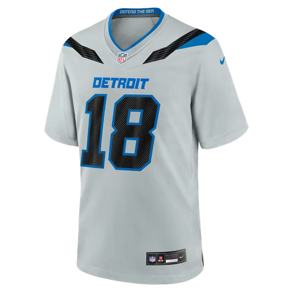 Isaac TeSlaa Detroit Lions Soccer Intl 2026 Rivalries Collection Game Jersey - Silver